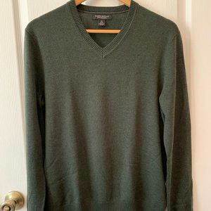 Banana Republic Forest Green V-Neck Merino Wool